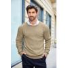 imageCOOFANDY Mens Crewneck Knit Sweater Slim Fit Lightweight Casual Twist Patterned Cable Knitted PulloverAkhaki