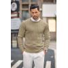 imageCOOFANDY Mens Crewneck Knit Sweater Slim Fit Lightweight Casual Twist Patterned Cable Knitted PulloverAkhaki