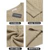imageCOOFANDY Mens Crewneck Knit Sweater Slim Fit Lightweight Casual Twist Patterned Cable Knitted PulloverAkhaki