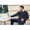 imageCOOFANDY Mens Crewneck Knit Sweater Slim Fit Lightweight Casual Twist Patterned Cable Knitted PulloverAnavy Blue