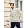 imageCOOFANDY Mens Crewneck Knit Sweater Slim Fit Lightweight Casual Twist Patterned Cable Knitted PulloverAwhite