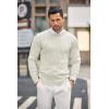 imageCOOFANDY Mens Crewneck Knit Sweater Slim Fit Lightweight Casual Twist Patterned Cable Knitted PulloverAwhite