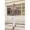 imageCOOFANDY Mens Crewneck Knit Sweater Slim Fit Lightweight Casual Twist Patterned Cable Knitted PulloverAwhiteBrown Twotone Colors