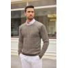 imageCOOFANDY Mens Crewneck Knit Sweater Slim Fit Lightweight Casual Twist Patterned Cable Knitted PulloverAwhiteBrown Twotone Colors