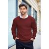 imageCOOFANDY Mens Crewneck Knit Sweater Slim Fit Lightweight Casual Twist Patterned Cable Knitted PulloverAwine Red