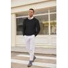 imageCOOFANDY Mens Crewneck Knit Sweater Slim Fit Lightweight Casual Twist Patterned Cable Knitted PulloverBblack