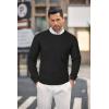 imageCOOFANDY Mens Crewneck Knit Sweater Slim Fit Lightweight Casual Twist Patterned Cable Knitted PulloverBblack