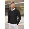 imageCOOFANDY Mens Crewneck Knit Sweater Slim Fit Lightweight Casual Twist Patterned Cable Knitted PulloverBblack