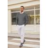 imageCOOFANDY Mens Crewneck Knit Sweater Slim Fit Lightweight Casual Twist Patterned Cable Knitted PulloverBdark Grey