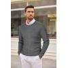 imageCOOFANDY Mens Crewneck Knit Sweater Slim Fit Lightweight Casual Twist Patterned Cable Knitted PulloverBdark Grey