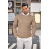 imageCOOFANDY Mens Crewneck Knit Sweater Slim Fit Lightweight Casual Twist Patterned Cable Knitted PulloverBdark Khaki