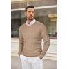 imageCOOFANDY Mens Crewneck Knit Sweater Slim Fit Lightweight Casual Twist Patterned Cable Knitted PulloverBdark Khaki