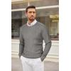 imageCOOFANDY Mens Crewneck Knit Sweater Slim Fit Lightweight Casual Twist Patterned Cable Knitted PulloverBgrey