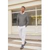 imageCOOFANDY Mens Crewneck Knit Sweater Slim Fit Lightweight Casual Twist Patterned Cable Knitted PulloverBgrey