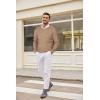 imageCOOFANDY Mens Crewneck Knit Sweater Slim Fit Lightweight Casual Twist Patterned Cable Knitted PulloverBkhaki