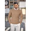imageCOOFANDY Mens Crewneck Knit Sweater Slim Fit Lightweight Casual Twist Patterned Cable Knitted PulloverBkhaki