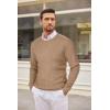 imageCOOFANDY Mens Crewneck Knit Sweater Slim Fit Lightweight Casual Twist Patterned Cable Knitted PulloverBkhaki