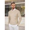 imageCOOFANDY Mens Crewneck Knit Sweater Slim Fit Lightweight Casual Twist Patterned Cable Knitted PulloverBlight Khaki