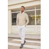 imageCOOFANDY Mens Crewneck Knit Sweater Slim Fit Lightweight Casual Twist Patterned Cable Knitted PulloverBlight Khaki
