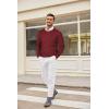 imageCOOFANDY Mens Crewneck Knit Sweater Slim Fit Lightweight Casual Twist Patterned Cable Knitted PulloverBwine Red