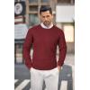 imageCOOFANDY Mens Crewneck Knit Sweater Slim Fit Lightweight Casual Twist Patterned Cable Knitted PulloverBwine Red