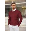 imageCOOFANDY Mens Crewneck Knit Sweater Slim Fit Lightweight Casual Twist Patterned Cable Knitted PulloverBwine Red