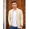 imageCOOFANDY Mens Full Zip Cardigan Sweater Slim Fit Cable Knitted Zip Up Sweater with PocketsBeige