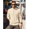 imageCOOFANDY Mens Full Zip Cardigan Sweater Slim Fit Cable Knitted Zip Up Sweater with PocketsBeige