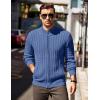 imageCOOFANDY Mens Full Zip Cardigan Sweater Slim Fit Cable Knitted Zip Up Sweater with PocketsDeep Blue