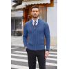 imageCOOFANDY Mens Full Zip Cardigan Sweater Slim Fit Cable Knitted Zip Up Sweater with PocketsDeep Blue
