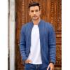 imageCOOFANDY Mens Full Zip Cardigan Sweater Slim Fit Cable Knitted Zip Up Sweater with PocketsDeep Blue