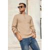 imageCOOFANDY Mens Henley Knit Sweater Long Sleeve MidWeight Soft Pullover Shirt with Chest PocketApricot