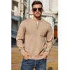 imageCOOFANDY Mens Henley Knit Sweater Long Sleeve MidWeight Soft Pullover Shirt with Chest PocketApricot