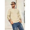 imageCOOFANDY Mens Henley Knit Sweater Long Sleeve MidWeight Soft Pullover Shirt with Chest PocketBeige