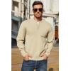 imageCOOFANDY Mens Henley Knit Sweater Long Sleeve MidWeight Soft Pullover Shirt with Chest PocketBeige