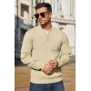 imageCOOFANDY Mens Henley Knit Sweater Long Sleeve MidWeight Soft Pullover Shirt with Chest PocketBeige