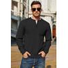 imageCOOFANDY Mens Henley Knit Sweater Long Sleeve MidWeight Soft Pullover Shirt with Chest PocketBlack