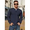 imageCOOFANDY Mens Henley Knit Sweater Long Sleeve MidWeight Soft Pullover Shirt with Chest PocketDark Navy