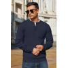 imageCOOFANDY Mens Henley Knit Sweater Long Sleeve MidWeight Soft Pullover Shirt with Chest PocketDark Navy