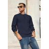 imageCOOFANDY Mens Henley Knit Sweater Long Sleeve MidWeight Soft Pullover Shirt with Chest PocketDark Navy