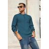 imageCOOFANDY Mens Henley Knit Sweater Long Sleeve MidWeight Soft Pullover Shirt with Chest PocketDeep Blue