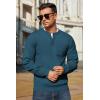 imageCOOFANDY Mens Henley Knit Sweater Long Sleeve MidWeight Soft Pullover Shirt with Chest PocketDeep Blue