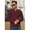imageCOOFANDY Mens Henley Knit Sweater Long Sleeve MidWeight Soft Pullover Shirt with Chest PocketDeep Red