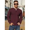 imageCOOFANDY Mens Henley Knit Sweater Long Sleeve MidWeight Soft Pullover Shirt with Chest PocketDeep Red