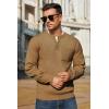 imageCOOFANDY Mens Henley Knit Sweater Long Sleeve MidWeight Soft Pullover Shirt with Chest PocketLight Brown