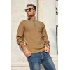 imageCOOFANDY Mens Henley Knit Sweater Long Sleeve MidWeight Soft Pullover Shirt with Chest PocketLight Brown