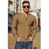 imageCOOFANDY Mens Henley Knit Sweater Long Sleeve MidWeight Soft Pullover Shirt with Chest PocketLight Brown