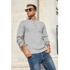 imageCOOFANDY Mens Henley Knit Sweater Long Sleeve MidWeight Soft Pullover Shirt with Chest PocketLight Grey
