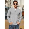 imageCOOFANDY Mens Henley Knit Sweater Long Sleeve MidWeight Soft Pullover Shirt with Chest PocketLight Grey
