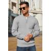 imageCOOFANDY Mens Henley Knit Sweater Long Sleeve MidWeight Soft Pullover Shirt with Chest PocketLight Grey